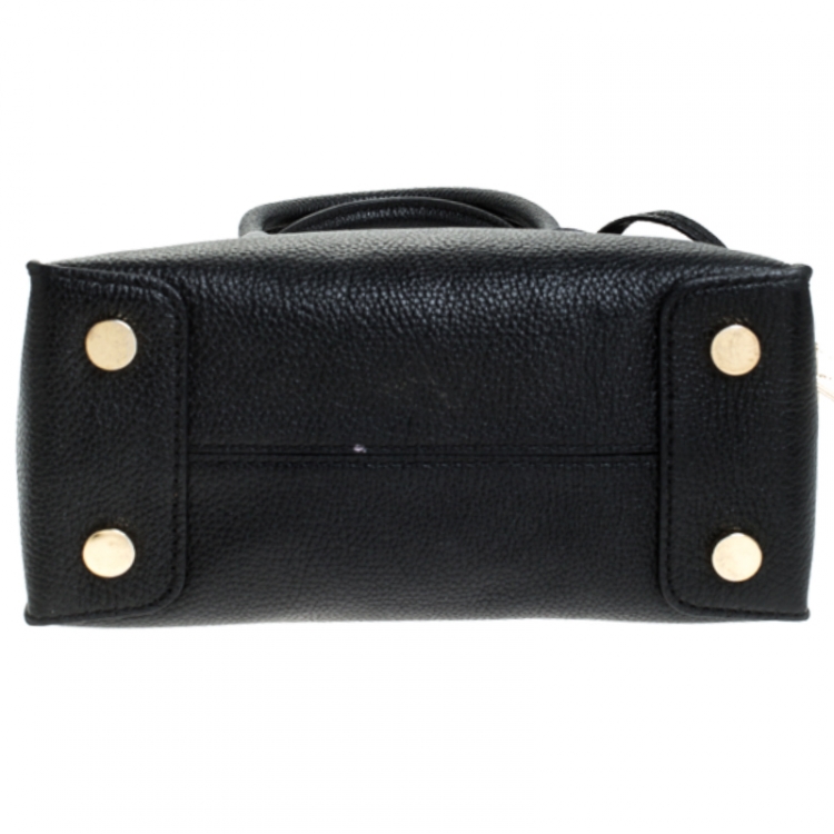 Pre Owned Michael Kors Black Leather Mini Mercer Tote