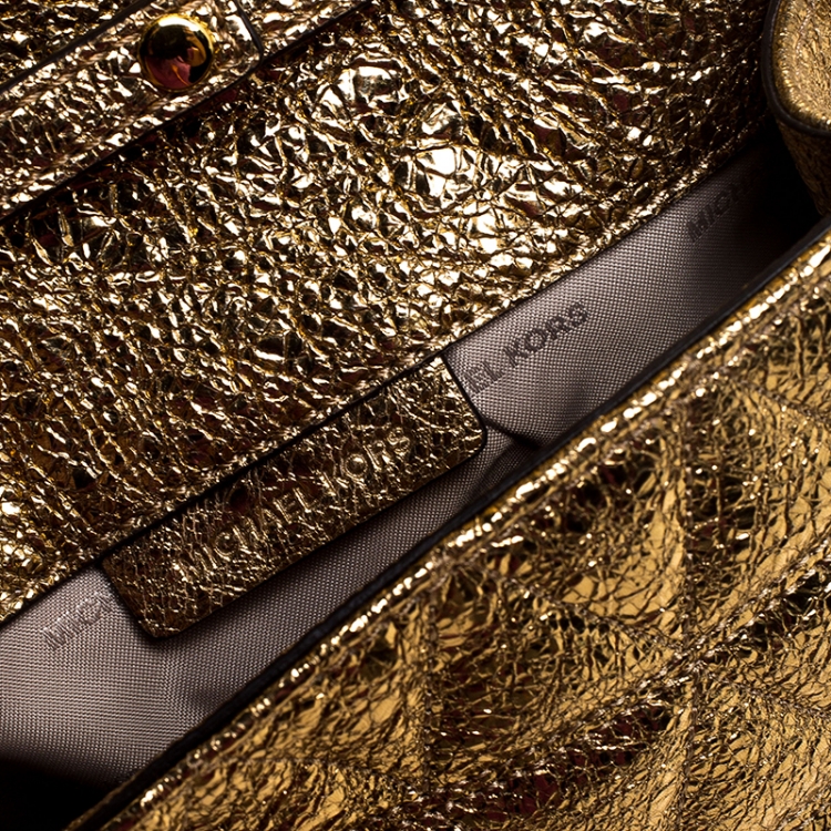 مملوكة مسبقًا Michael Kors Metallic Gold Quilted Leather Crossbody Bag