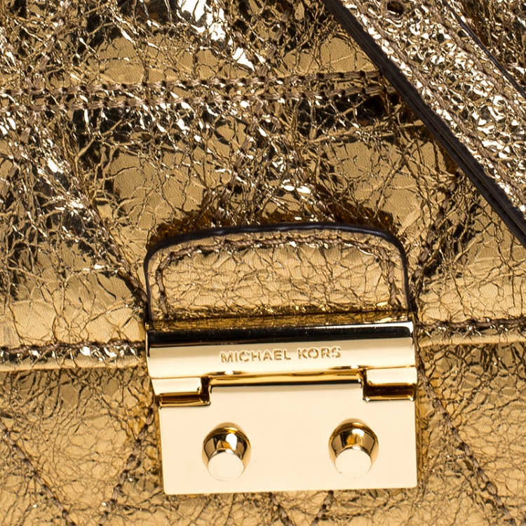 مملوكة مسبقًا Michael Kors Metallic Gold Quilted Leather Crossbody Bag