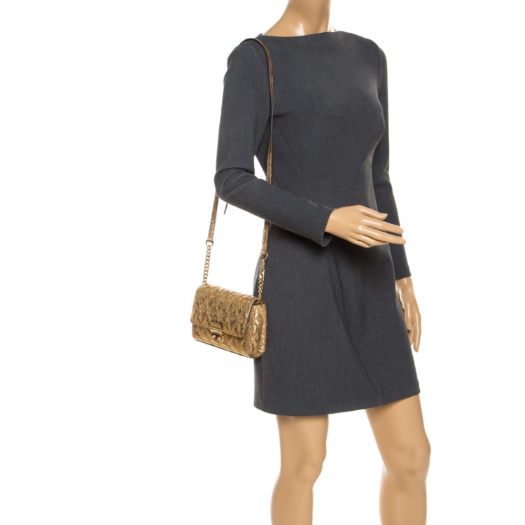مملوكة مسبقًا Michael Kors Metallic Gold Quilted Leather Crossbody Bag