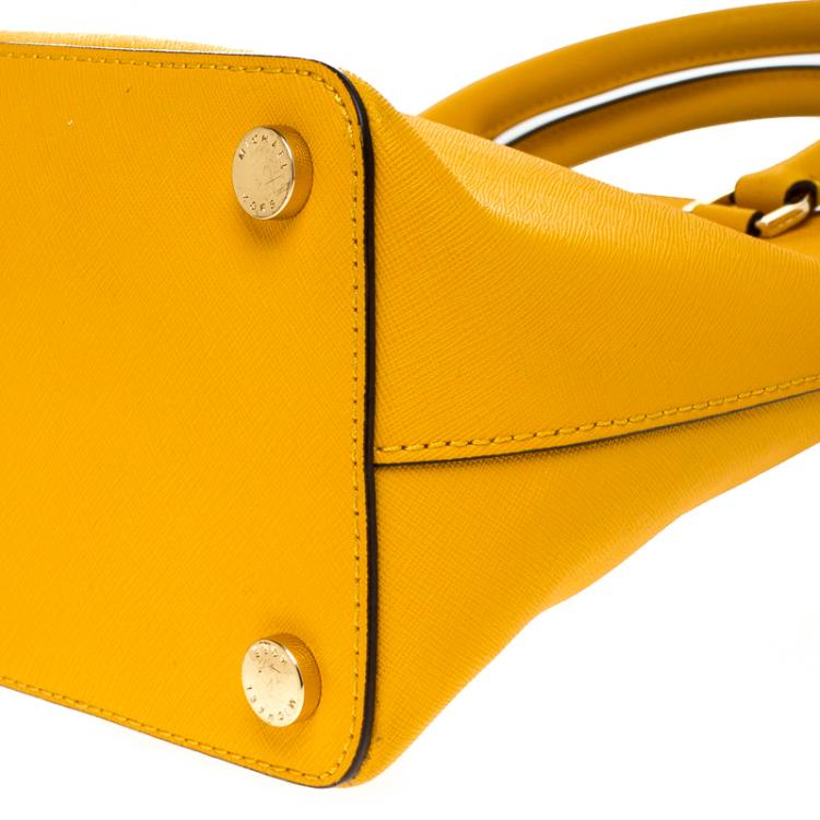 Pre Owned MICHAEL Micheal Kors Yellow Leather Cindy Dome Satchel