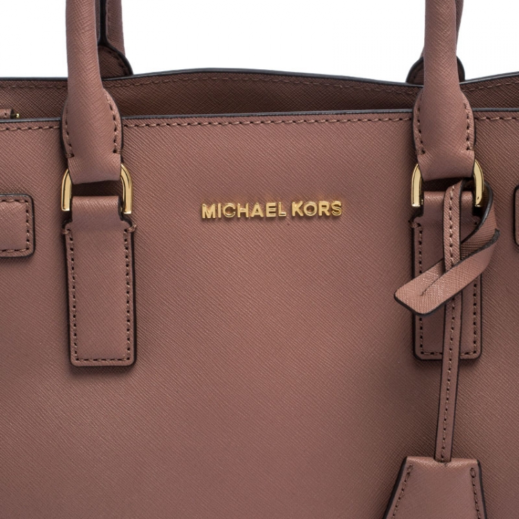 Pre Owned Michael Michael Kors Old Rose Saffiano Leather Dillon Tote