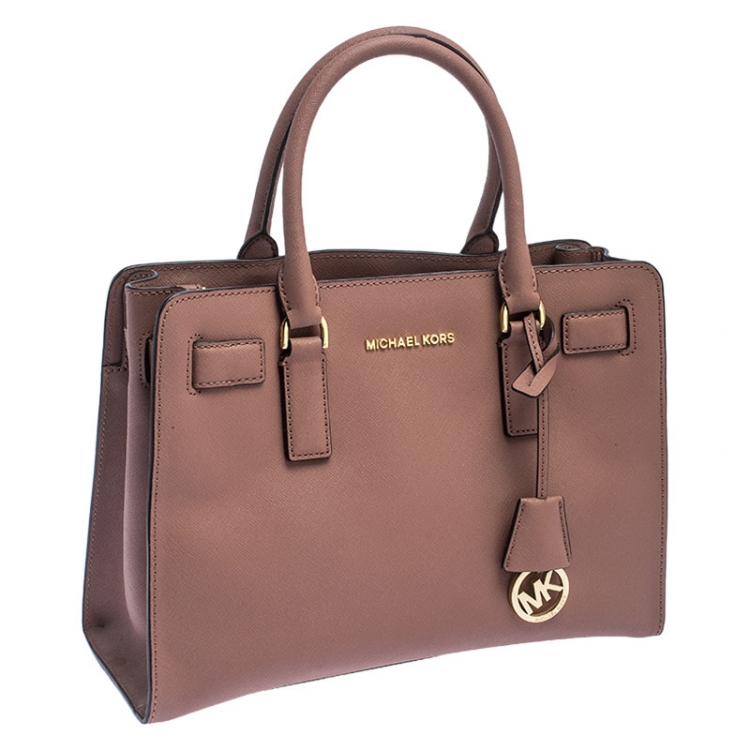 Pre Owned Michael Michael Kors Old Rose Saffiano Leather Dillon Tote