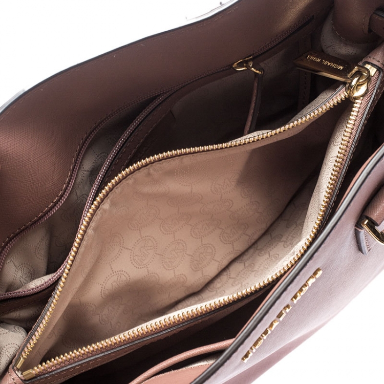 Pre Owned Michael Michael Kors Old Rose Saffiano Leather Dillon Tote