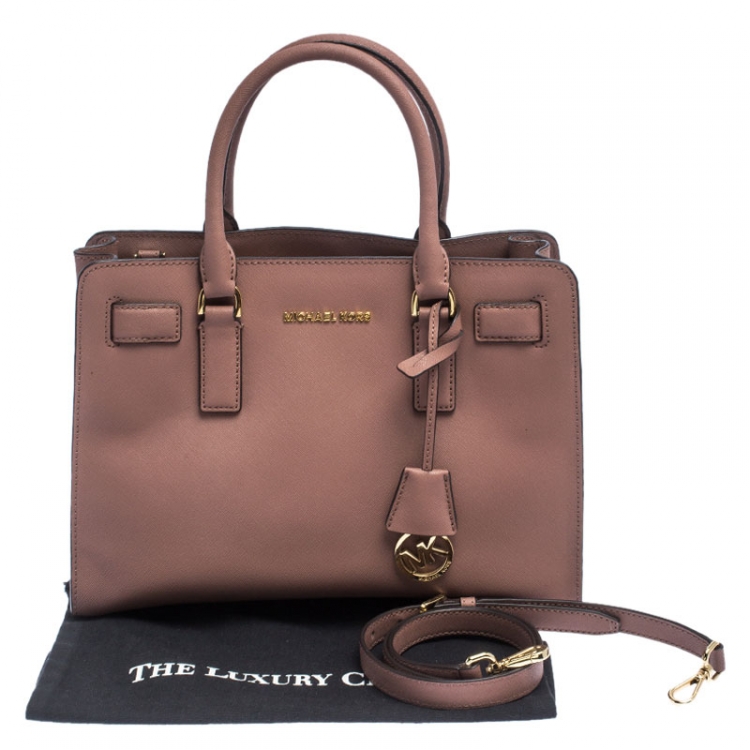 Pre Owned Michael Michael Kors Old Rose Saffiano Leather Dillon Tote