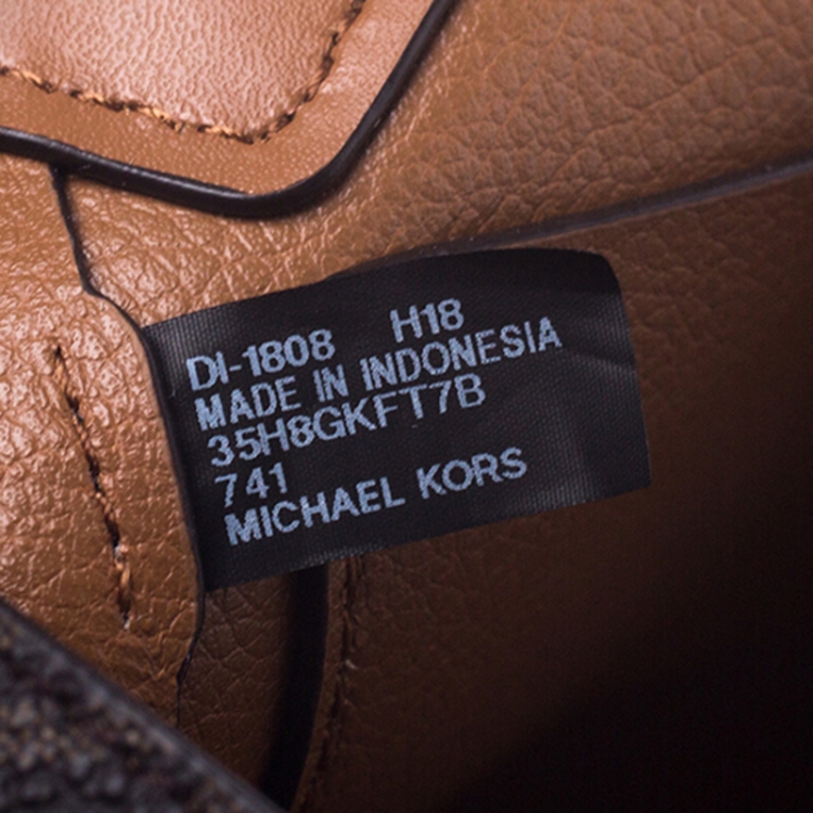 Pre Owned MICHAEL KORS Beige/Brown Monogram Coated Canvas Kimberly Top Zip Shopper Tote 