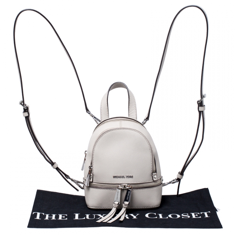 Pre Owned Michael Kors Grey Leather Rhea Backpack 