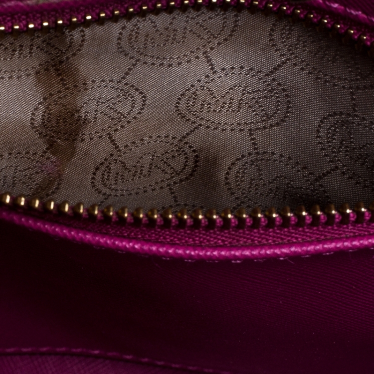 Pre Owned Michael Michael Kors Hot Pink Saffiano Leather Small Jet Set Travel Tote