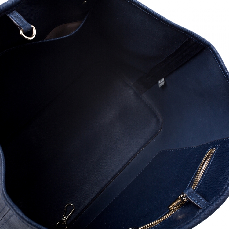 Pre Owned Michael Kors Navy Blue Saffiano Leather Small Jet Set Travel Tote