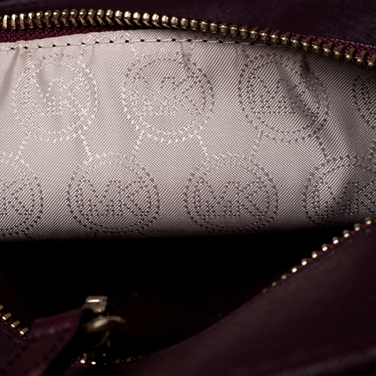 Pre Owned Michael Kors Burgundy Leather Jet Set Shopper Tote