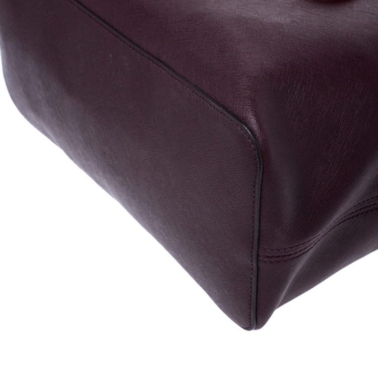 Pre Owned Michael Kors Burgundy Leather Jet Set Shopper Tote