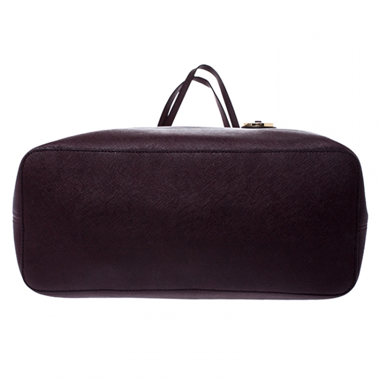 Pre Owned Michael Kors Burgundy Leather Jet Set Shopper Tote