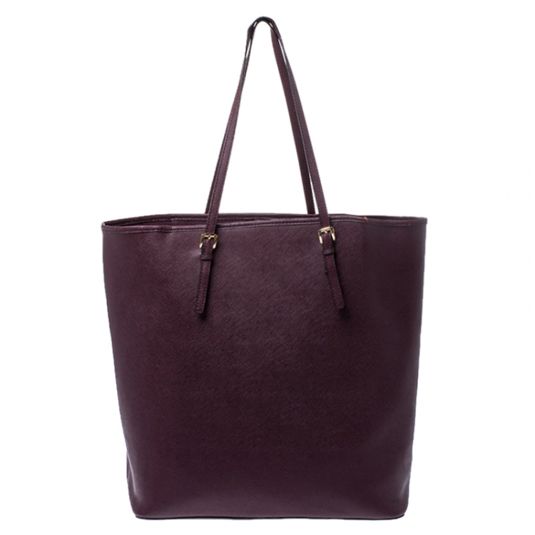 Pre Owned Michael Kors Burgundy Leather Jet Set Shopper Tote