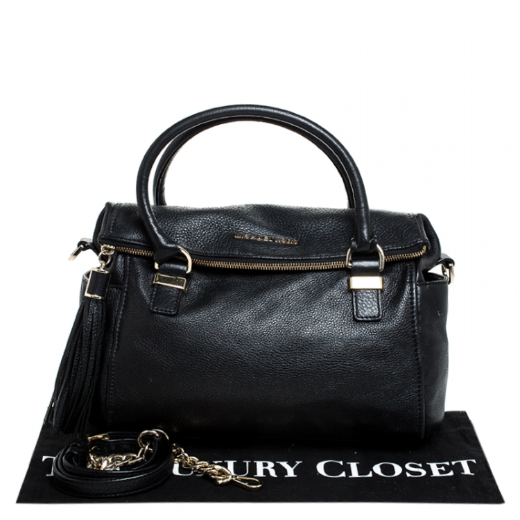 Pre Owned Michael Kors Black Leather Bedford Tassel Shoulder Bag