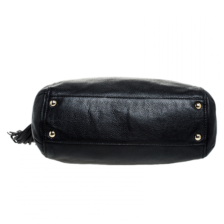 Pre Owned Michael Kors Black Leather Bedford Tassel Shoulder Bag