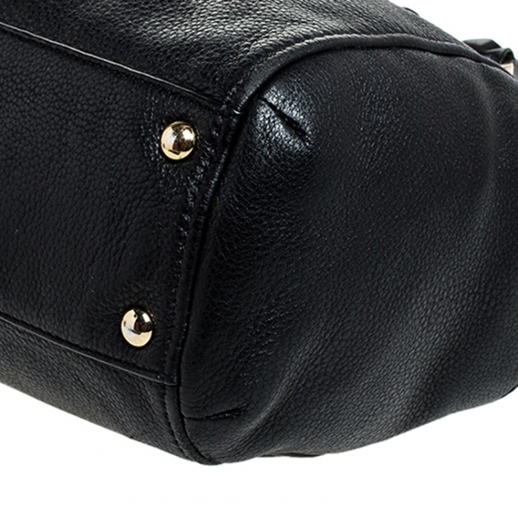 Pre Owned Michael Kors Black Leather Bedford Tassel Shoulder Bag