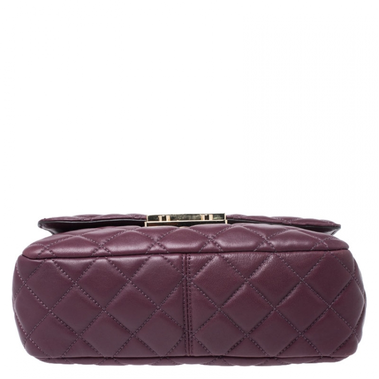 Pre Owned Michael Kors Burgundy Quilted Leather Sloan Chain Shoulder Bag