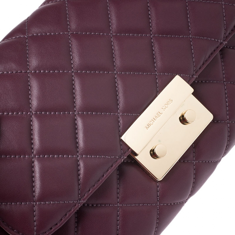 Pre Owned Michael Kors Burgundy Quilted Leather Sloan Chain Shoulder Bag