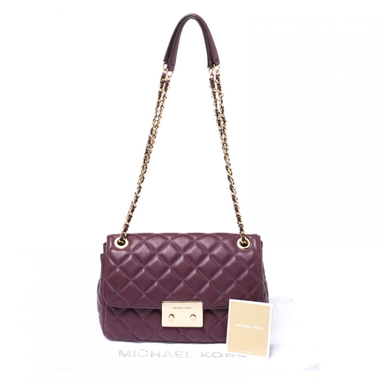 Pre Owned Michael Kors Burgundy Quilted Leather Sloan Chain Shoulder Bag