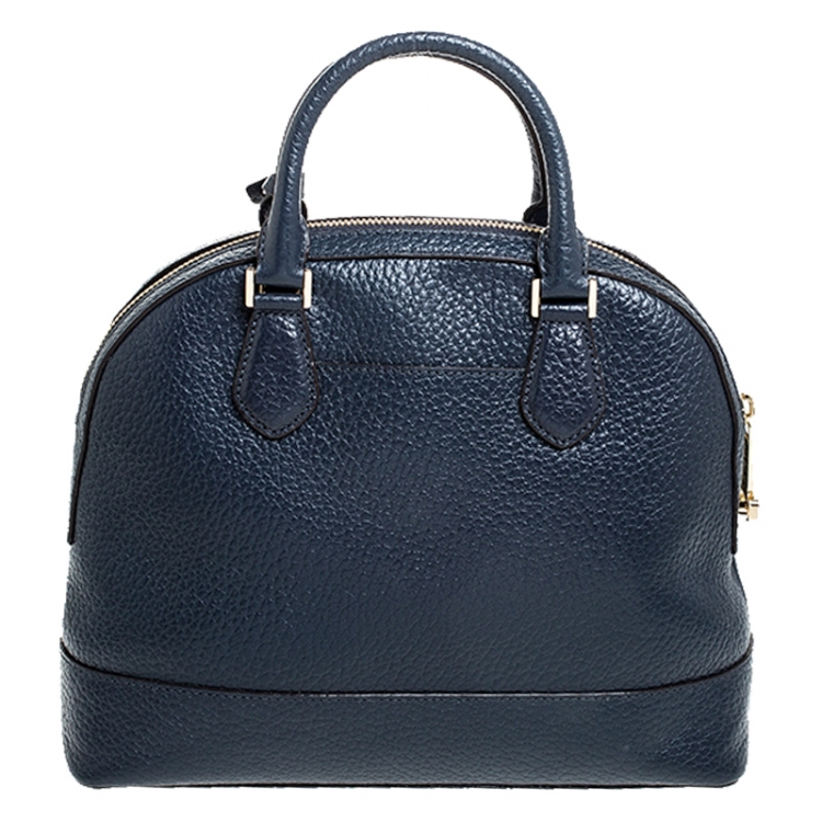 Pre Owned Michael Kors Navy Blue Leather Smythe Satchel