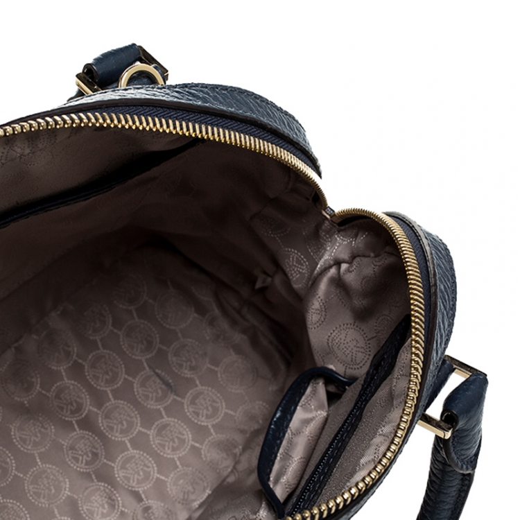 Pre Owned Michael Kors Navy Blue Leather Smythe Satchel