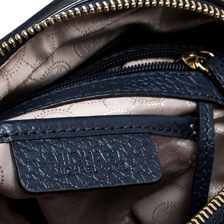 Pre Owned Michael Kors Navy Blue Leather Smythe Satchel