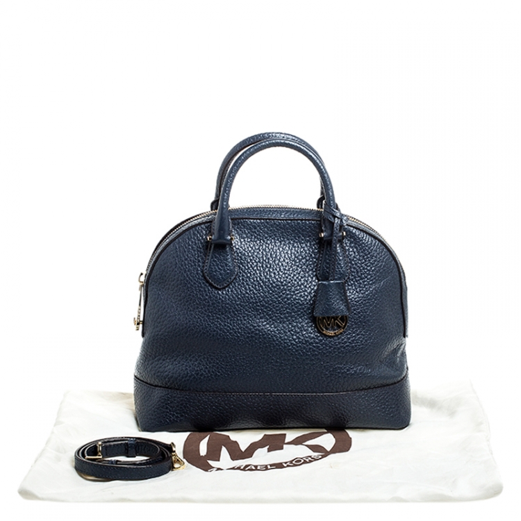 Pre Owned Michael Kors Navy Blue Leather Smythe Satchel