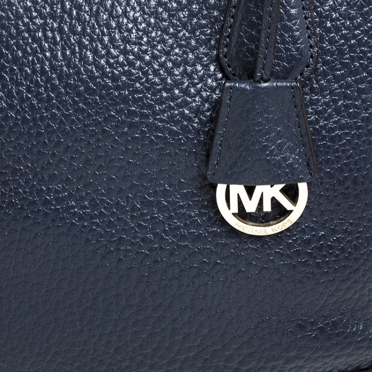 Pre Owned Michael Kors Navy Blue Leather Smythe Satchel