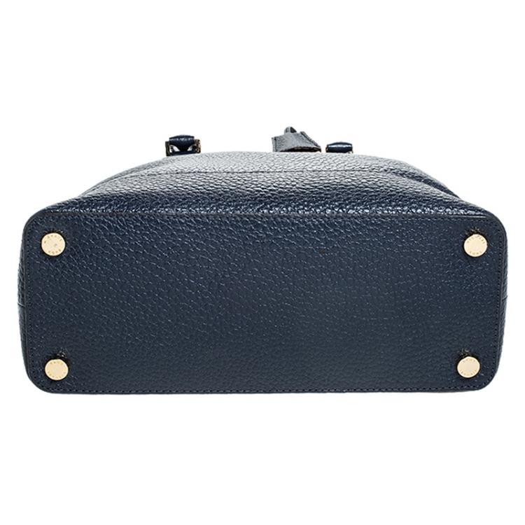 Pre Owned Michael Kors Navy Blue Leather Smythe Satchel