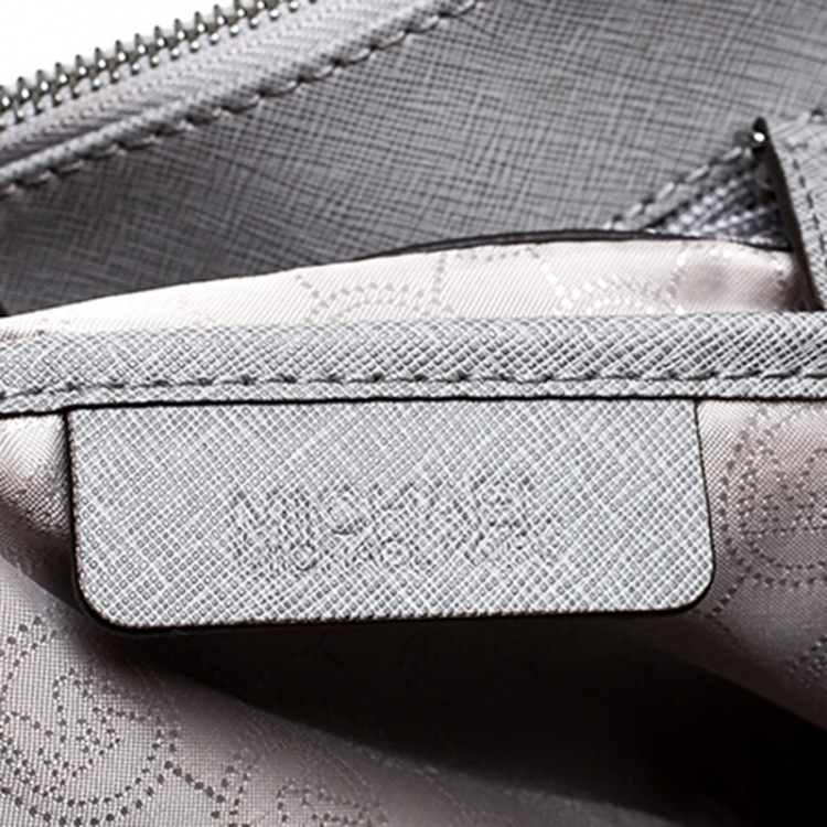Pre Owned MICHAEL Michael Kors Grey Leather Double Zip Jet Set Tote