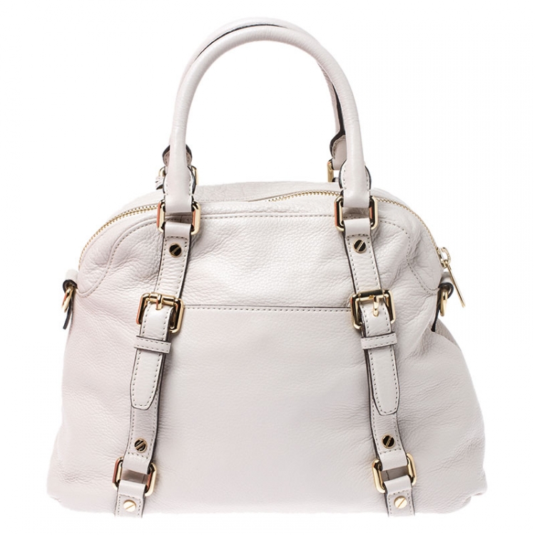 Pre Owned MICHAEL Michael Kors Cream Leather Bedford Satchel