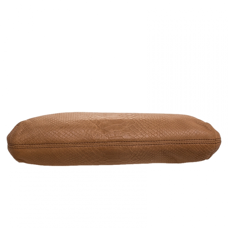 Pre Owned MICHAEL Michael Kors Beige Embossed Leather Berkley Clutch