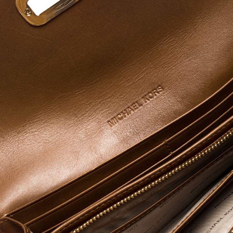 Pre Owned Michael Kors Tan Leather Karson Wallet