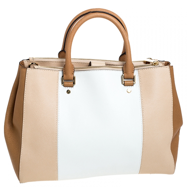 Pre Owned MICHAEL Michael Kors Multicolor Leather Double Zip Jet Set Tote