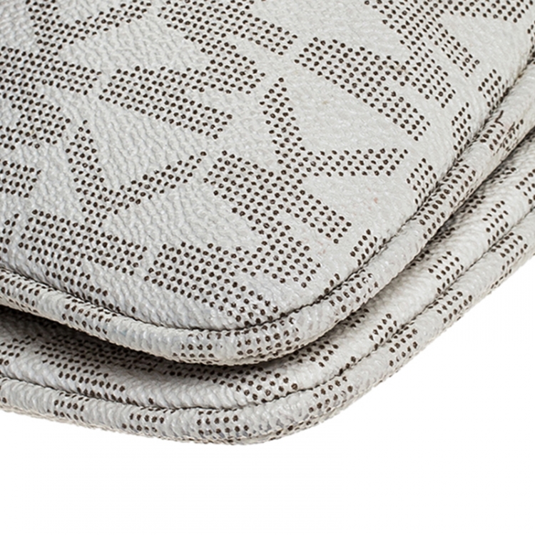 Pre Owned Michael Kors White/Brown Monogram Coated Canvas Crossbody Bag