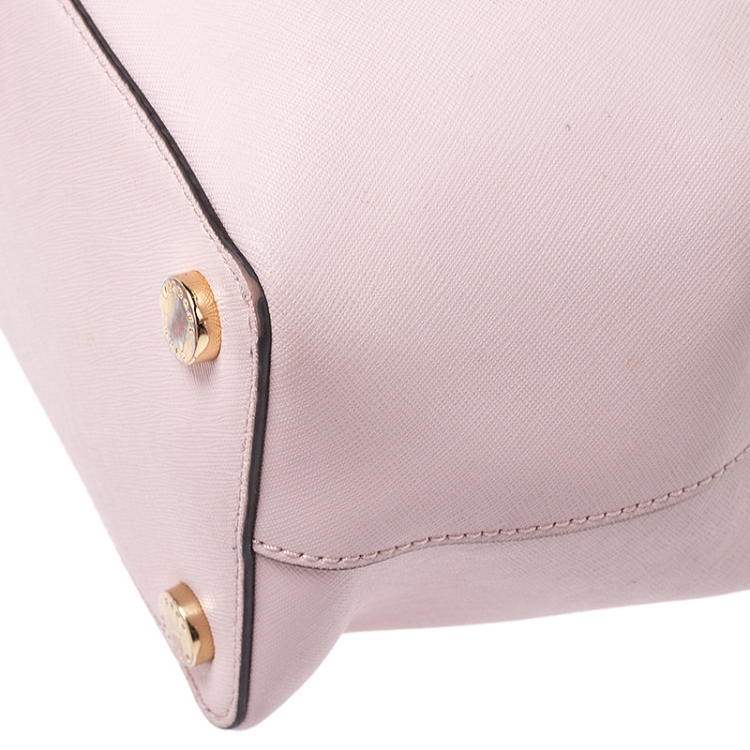 Pre Owned Michael Kors Pink Saffiano Leather Medium Satchel