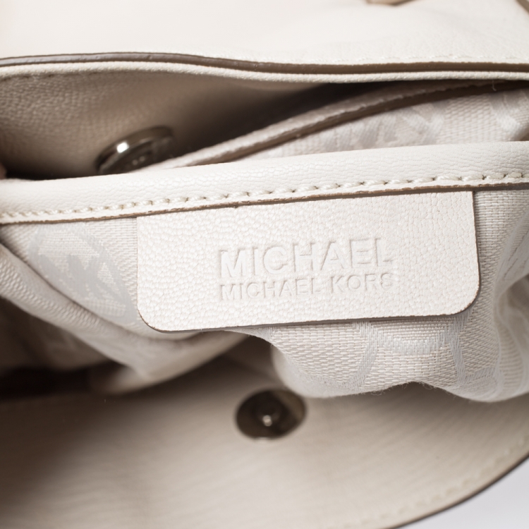 Pre Owned Michael Michael Kors Cream Leather Hamilton Tote
