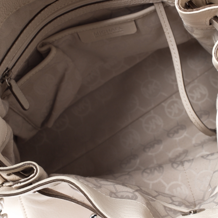 Pre Owned Michael Michael Kors Cream Leather Hamilton Tote