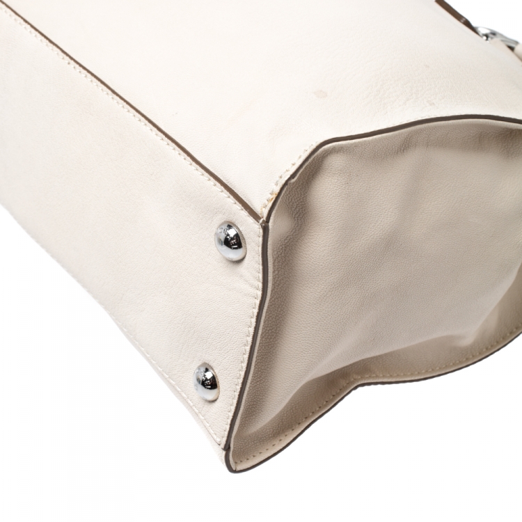 Pre Owned Michael Michael Kors Cream Leather Hamilton Tote