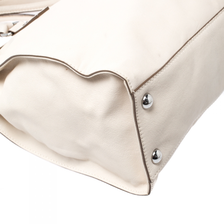 Pre Owned Michael Michael Kors Cream Leather Hamilton Tote