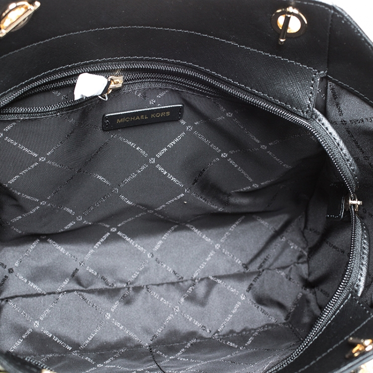 Pre Owned Michael Kors Black Leather Jet Set Travel Chain Shoulder Bag