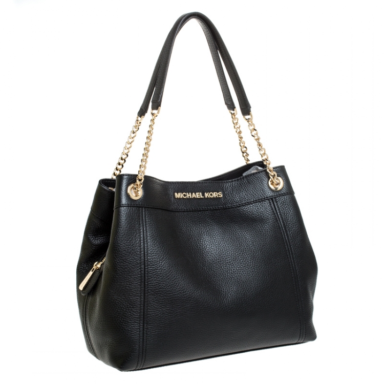 Pre Owned Michael Kors Black Leather Jet Set Item Chain Shoulder Bag