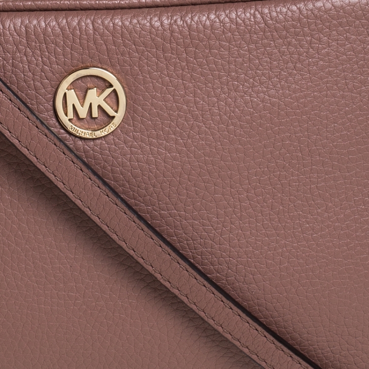 Pre Owned Michael Kors Old Rose Leather Jet Set Crossbody Bag