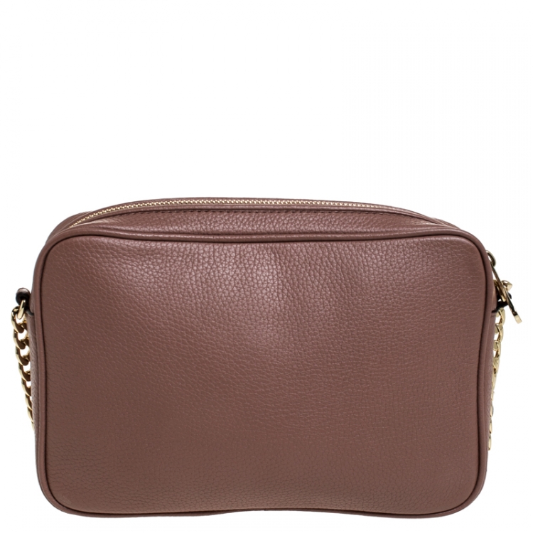 Pre Owned Michael Kors Old Rose Leather Jet Set Crossbody Bag