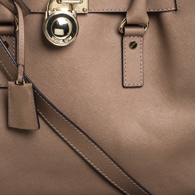 Pre Owned MICHAEL Michael Kors Brown Leather Large Hamilton North South Tote