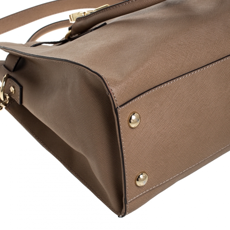 Pre Owned MICHAEL Michael Kors Brown Leather Large Hamilton North South Tote