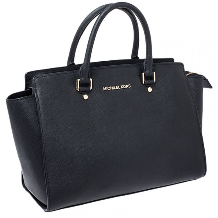 Pre Owned MICHAEL Michael Kors Black Leather Selma Satchel