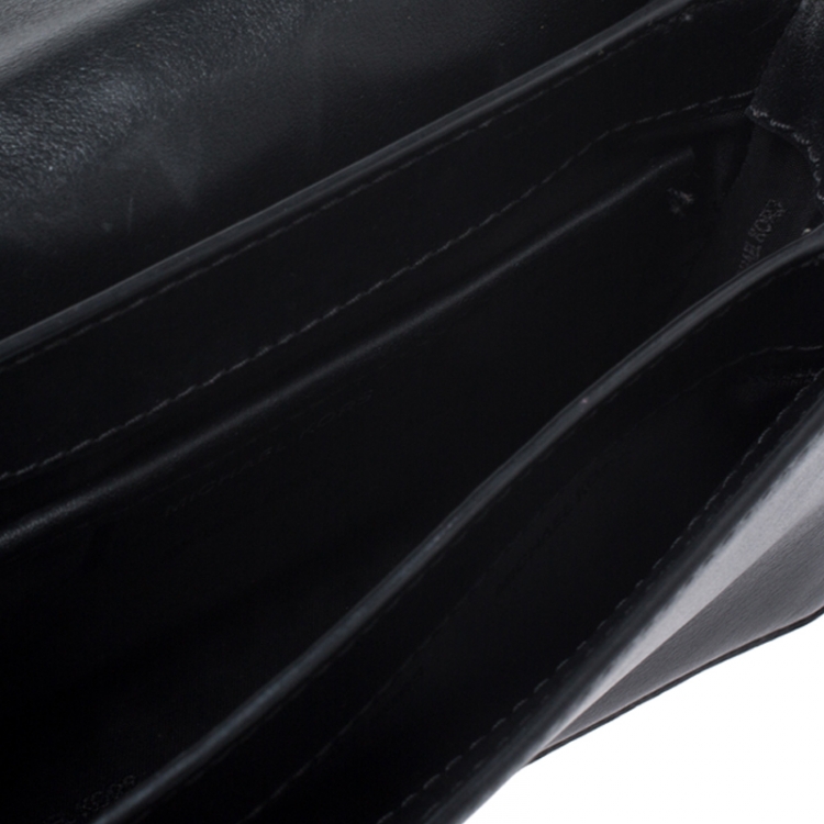 Pre Owned Michael Kors Black Floral Sequins Embellished Leather Jade Shoulder Bag