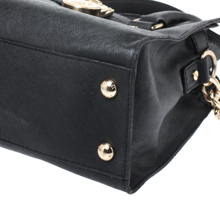 Pre Owned MICHAEL Micheal Kors Black Leather East/West Hamilton Tote