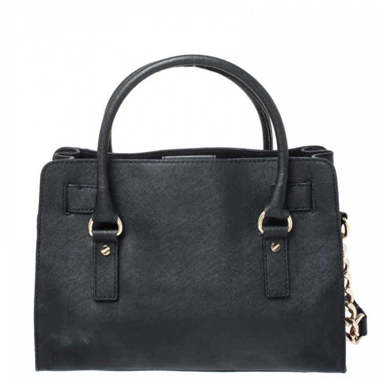 Pre Owned MICHAEL Micheal Kors Black Leather East/West Hamilton Tote